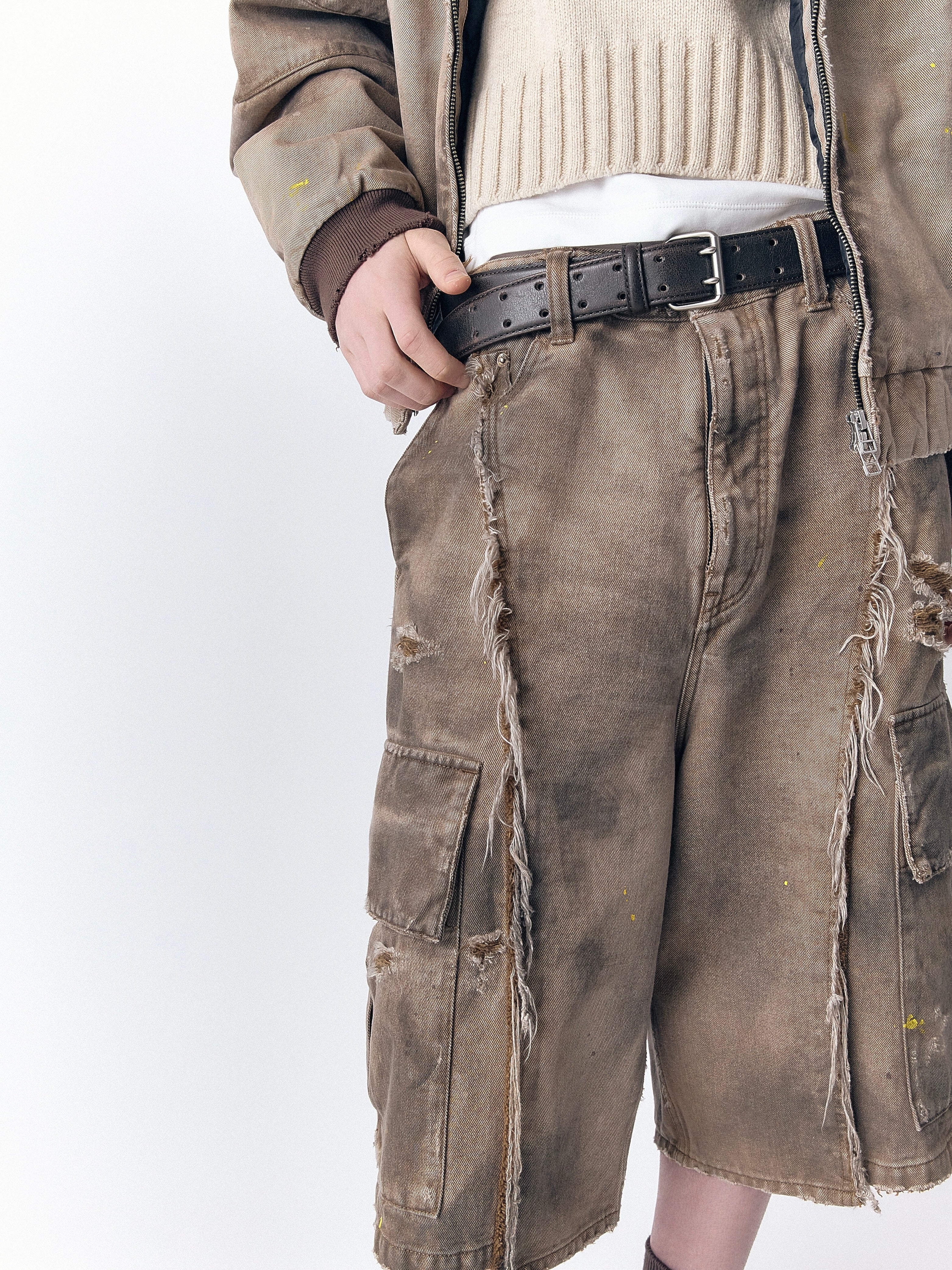 DAX DESTROYED AFFIX CARGO SHORTS IN BRUSHED COTTON - Image 4