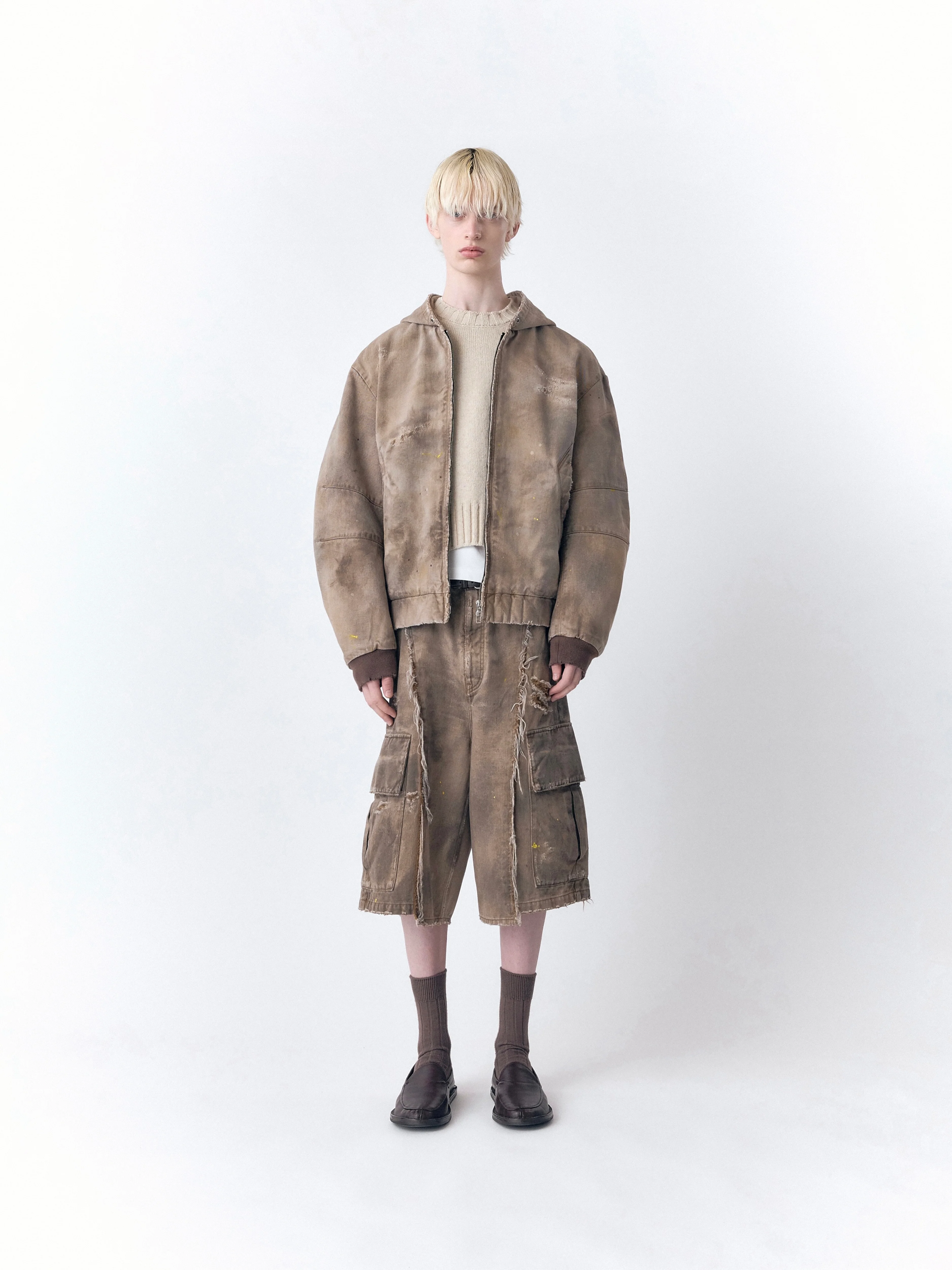 DAX DESTROYED AFFIX CARGO SHORTS IN BRUSHED COTTON - Image 6