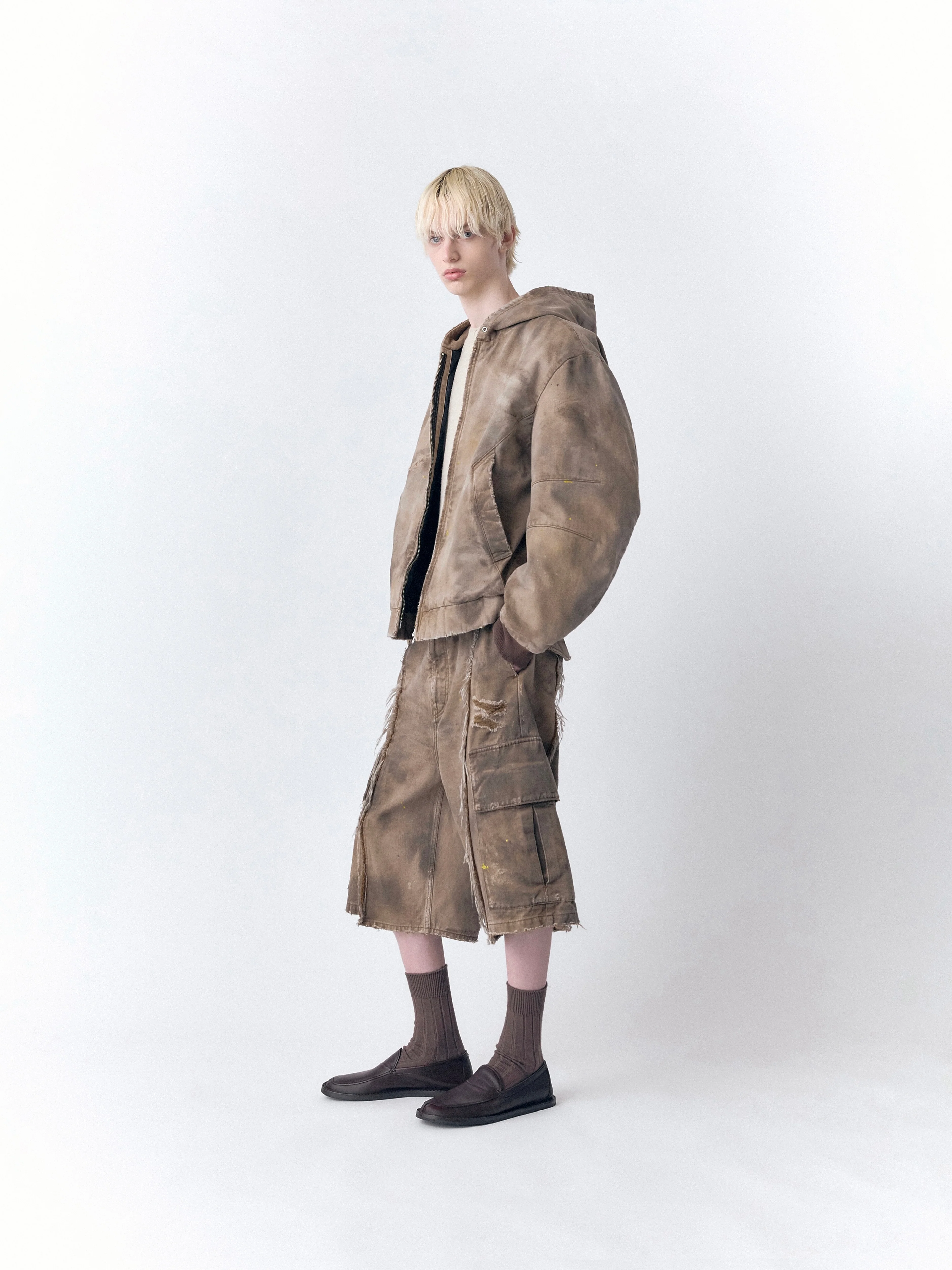 DAX DESTROYED AFFIX CARGO SHORTS IN BRUSHED COTTON - Image 7