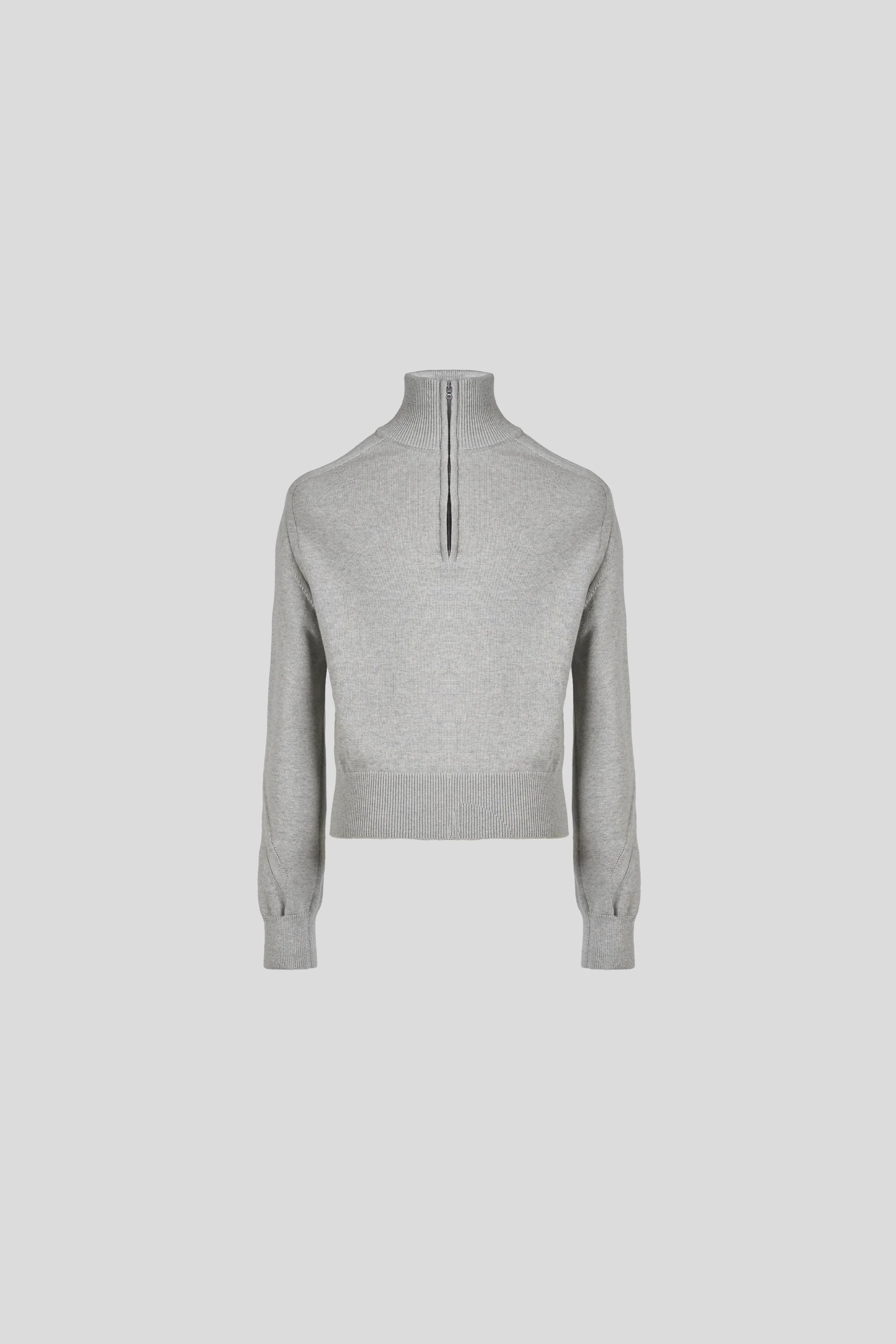 FRANK STRUCTURED HAIF-ZIP KNIT SWEATER IN GREY